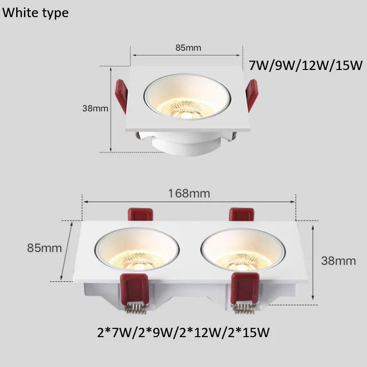 Dimmable recessed LED spotlights for indoor use