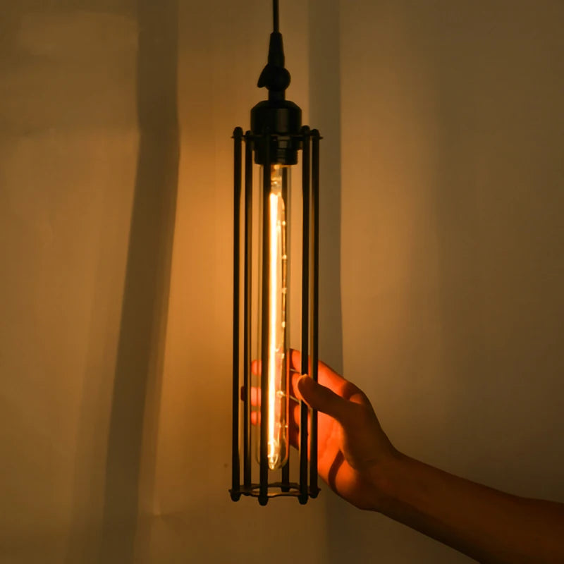 Vintage industrial pendant light with Edison bulb for restaurant