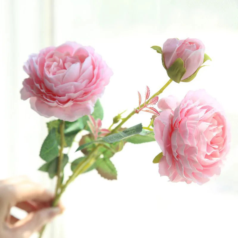 Artificial silk rose heads for wedding and party decoration