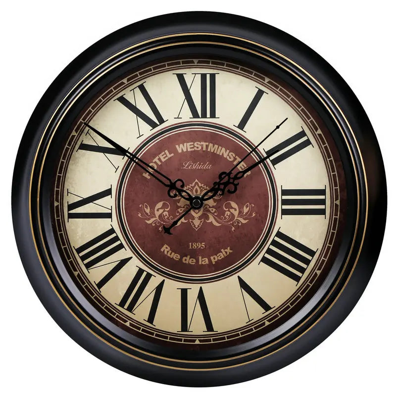 retro silent wall clock shabby chic style home decor - vue 21 sur 24