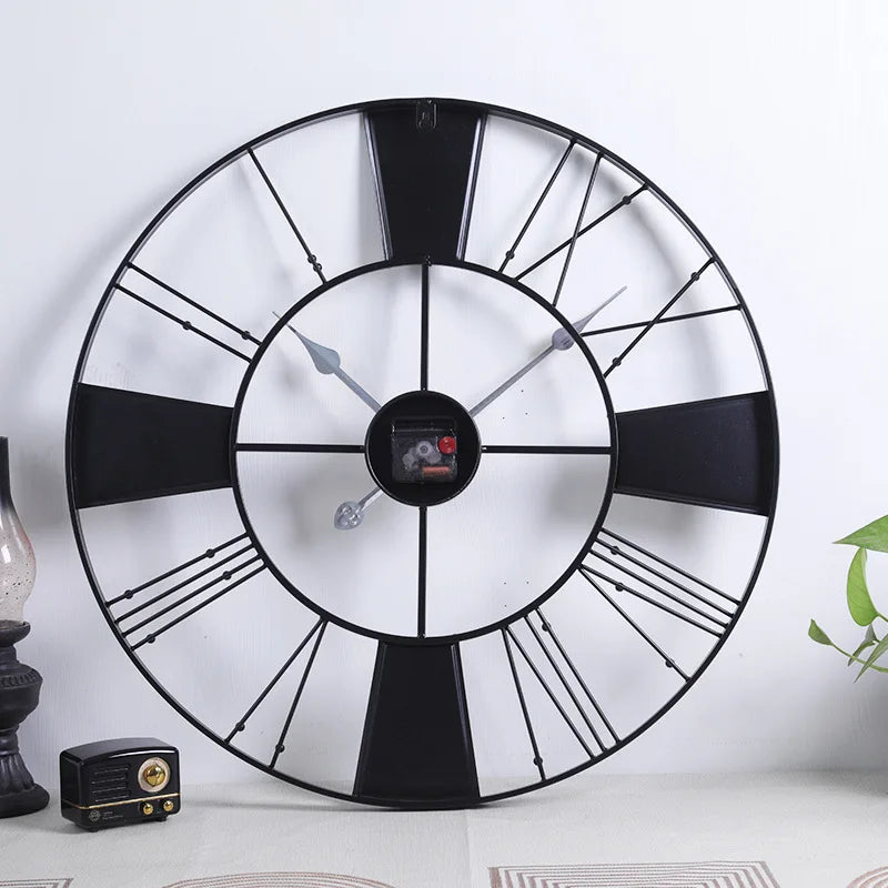 vintage metal wall clock round roman decorative shape