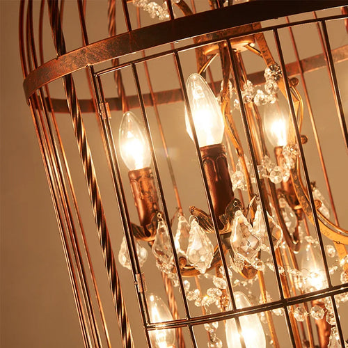 Vintage crystal bird cage chandelier for bar or restaurant - vue 7 sur 7
