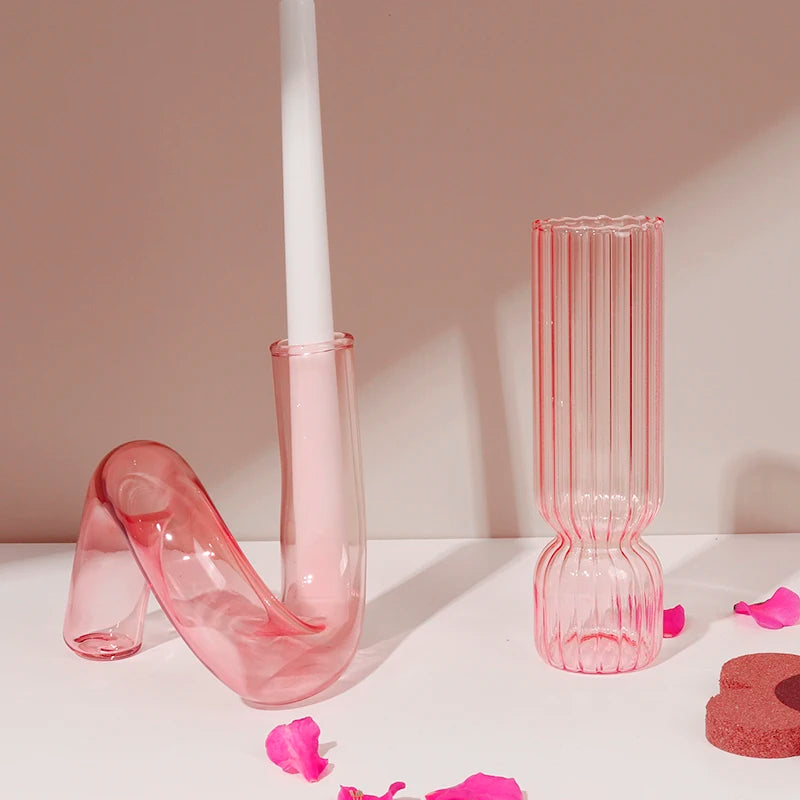 Classic retro glass candle holders for wedding and home decoration - vue 6 sur 17