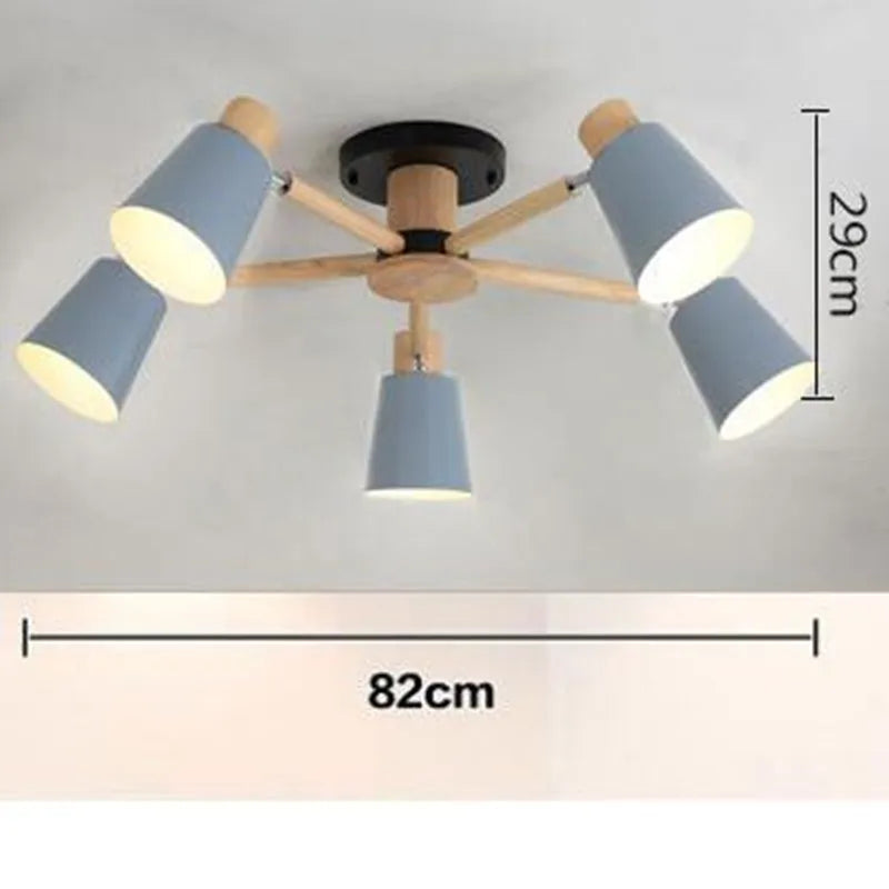 Simple modern solid wood Nordic chandelier - vue 12 sur 18