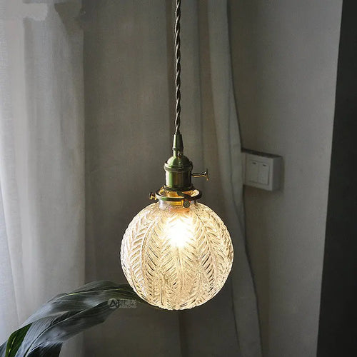Retro glass and copper pendant light nordic decorative style - vue 4 sur 7