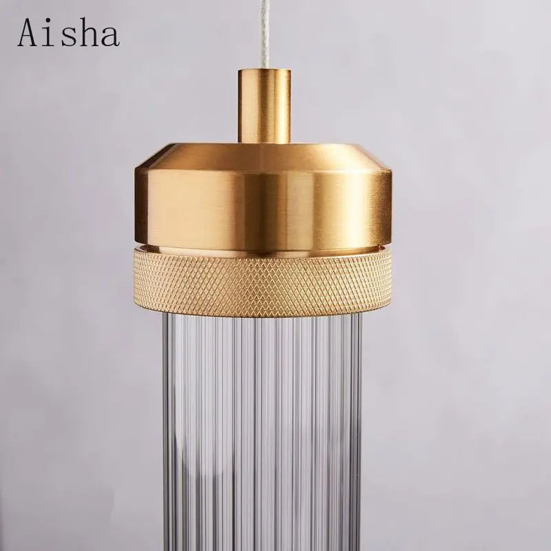 Nordic creative striped glass pendant light for modern lighting - vue 6 sur 9