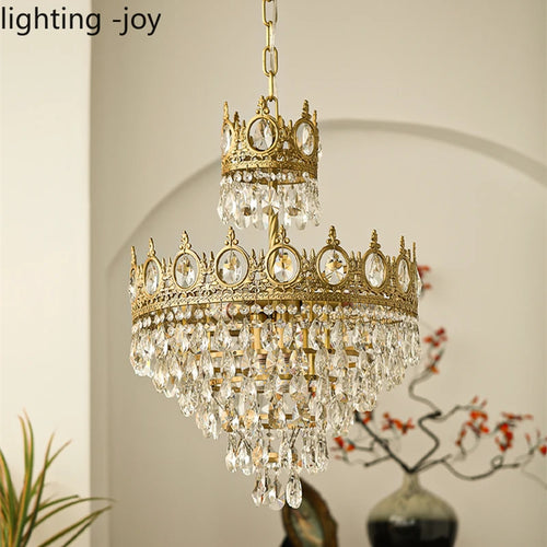 Modern crown crystal chandelier indoor decorative light - vue 2 sur 15