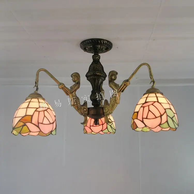 Mediterranean Tiffany mermaid chandelier for creative interiors - vue 10 sur 17