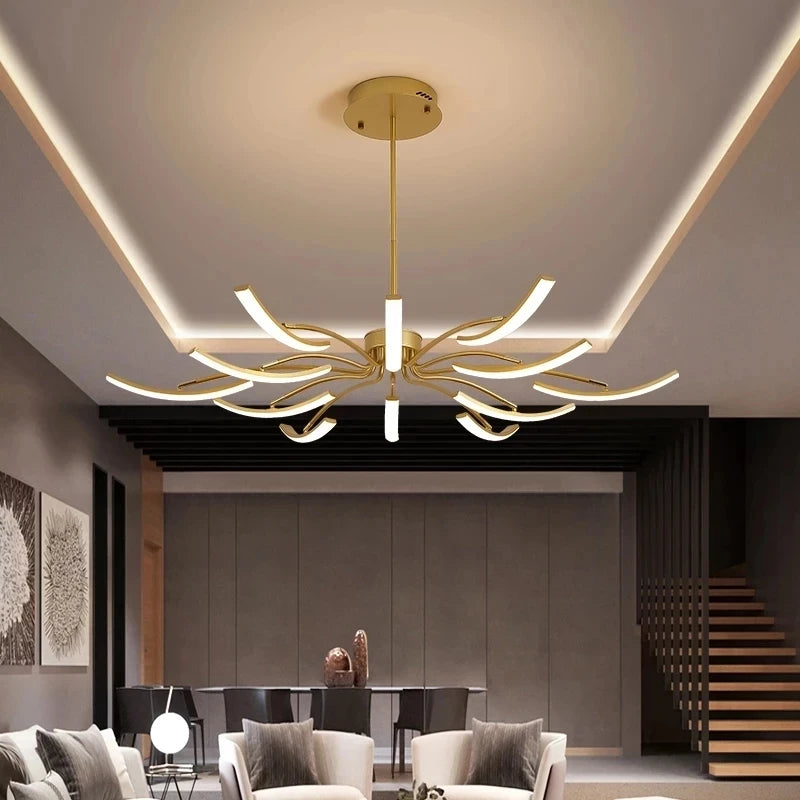 Black chandelier with 6 adjustable lights in modern metal