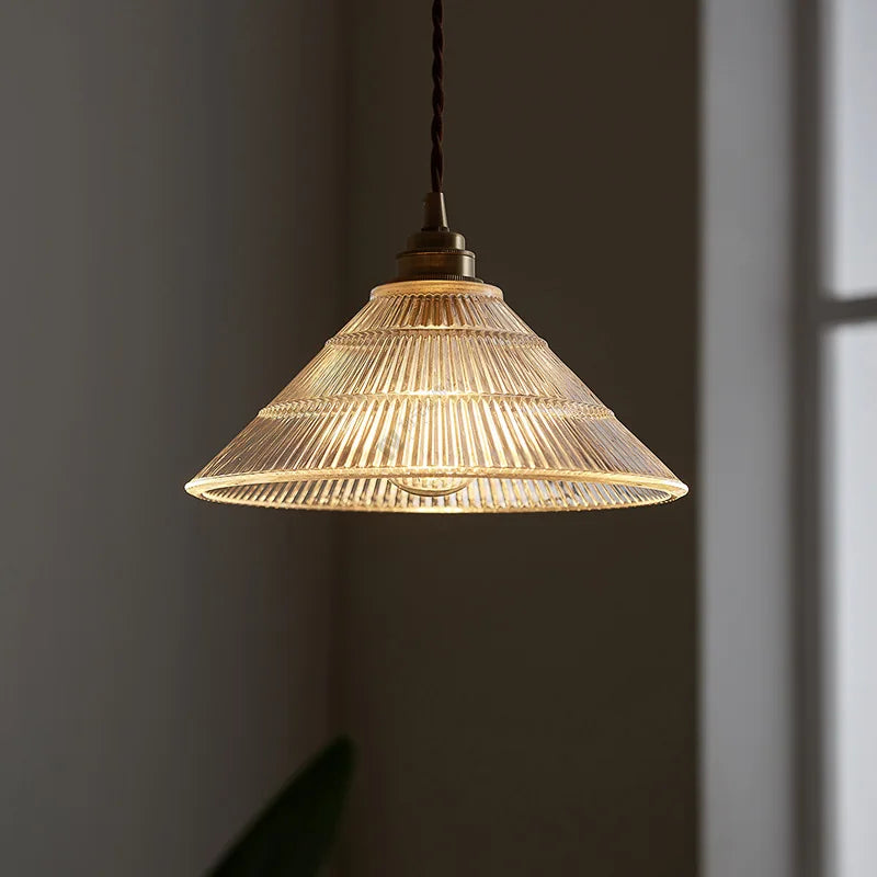 Nordic brass and glass pendant light retro American style - vue 3 sur 7