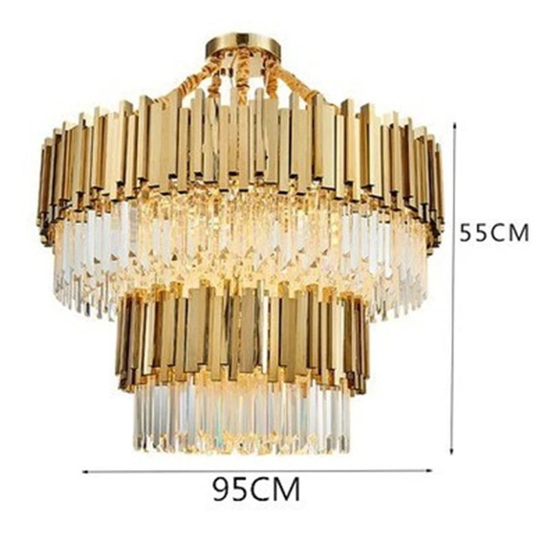 Modern crystal chandelier with large LED pendant lamp - vue 8 sur 15