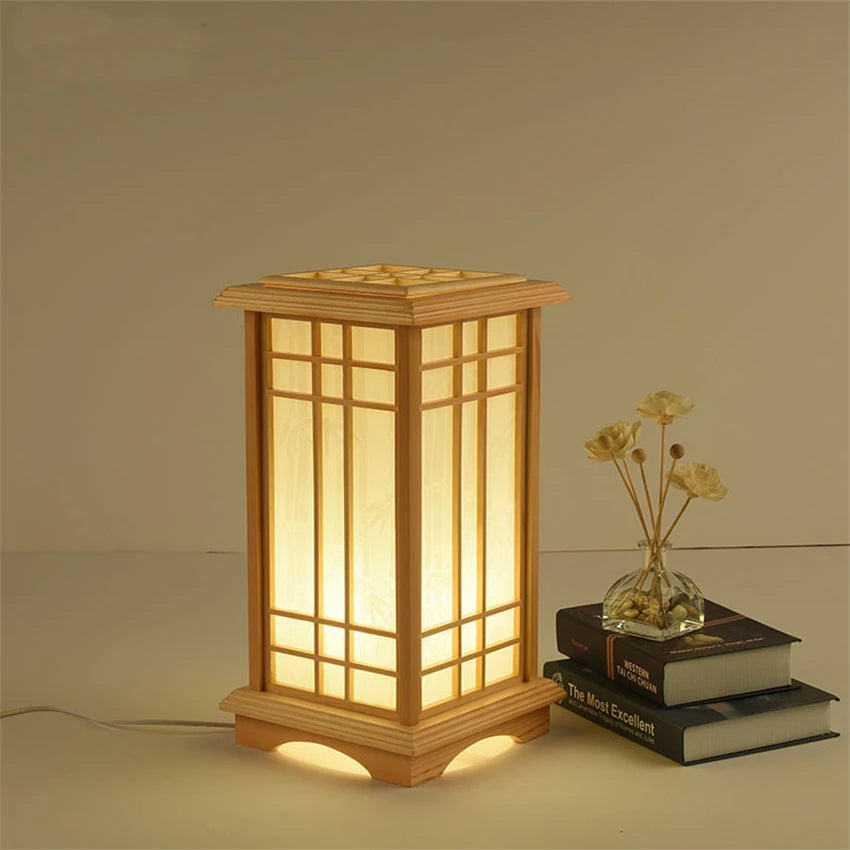 Modern Japanese tatami solid wood LED floor lamp