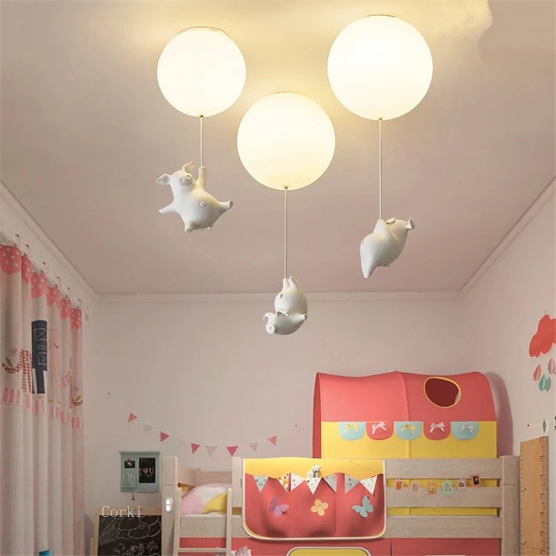 flying pig led ceiling light for children's decoration