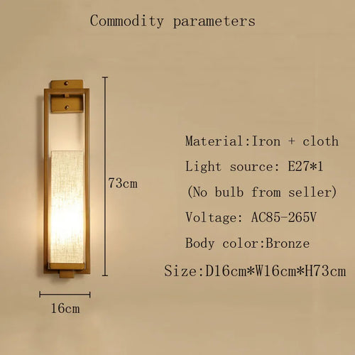 Chinese style wall light bedside lamp living room bedroom corridor hotel stair e27 fabric wall sconce - vue 2 sur 7