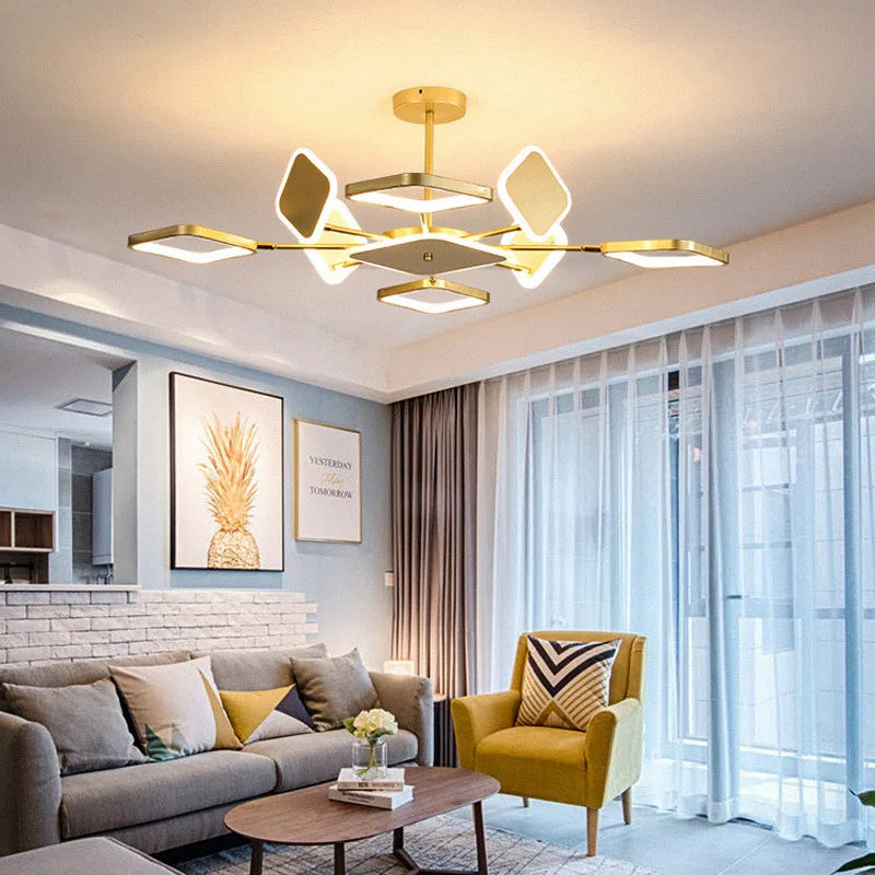modern square led chandelier with dimmable intensity - vue 3 sur 12
