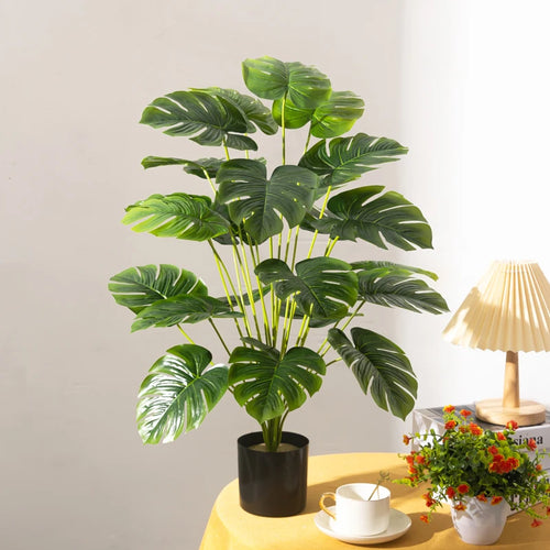 Artificial tropical tree with large decorative monstera leaves - vue 3 sur 7