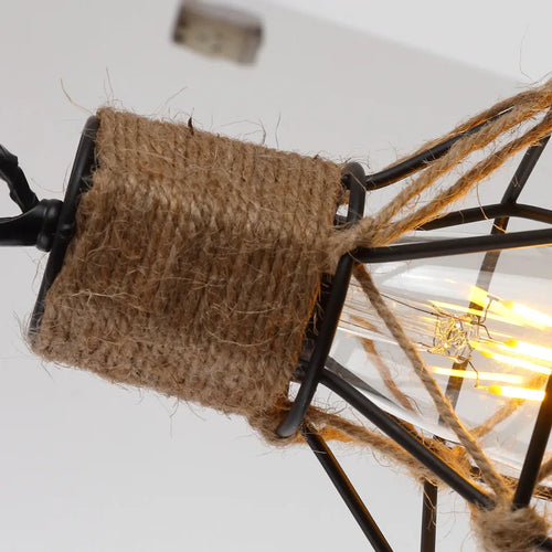 Handmade retro loft hemp rope pendant light - vue 2 sur 5
