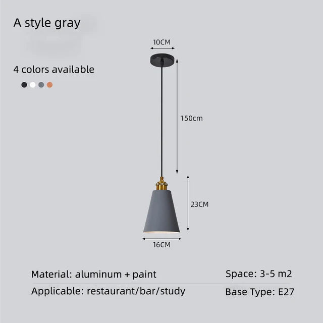 Minimalist modern retro loft pendant light with lampshade for kitchen, dining room, bedroom, restaurant