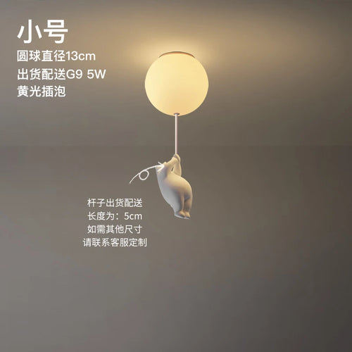Animated bear LED ceiling light for children's bedrooms and living room decor - vue 9 sur 20