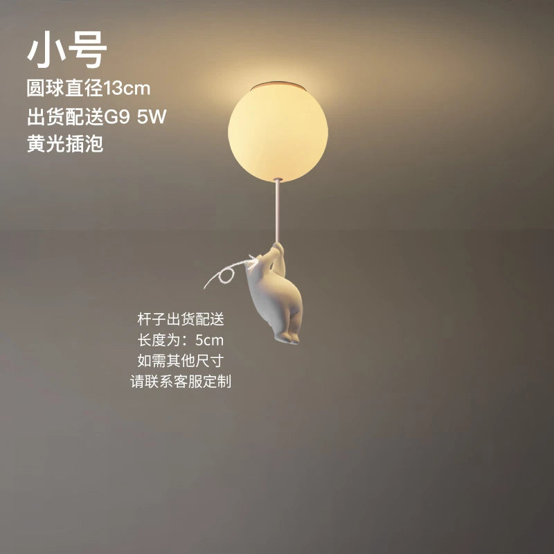 Animated bear LED ceiling light for children's bedrooms and living room decor - vue 8 sur 20