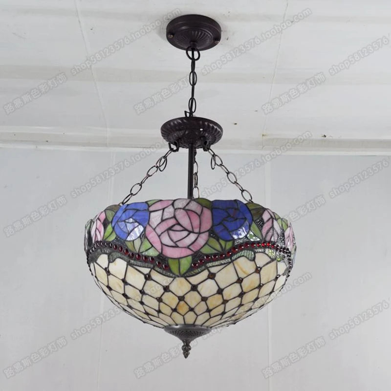 Modern tiffany style chandelier for café, bar and restaurant - vue 5 sur 5