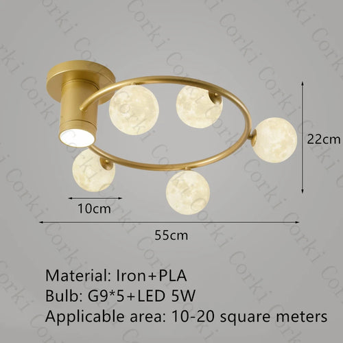designer ceiling light in black and gold metal with white ball for modern interiors - vue 9 sur 18