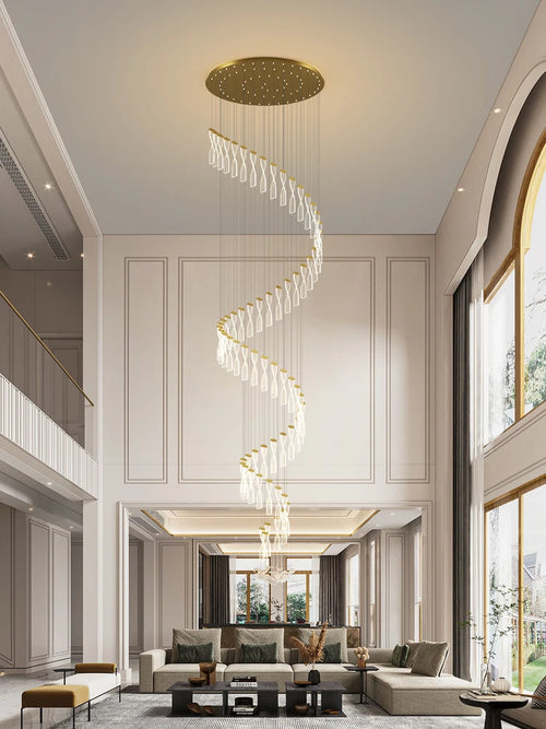 Modern long spiral design lamp for indoor hotel and hall - vue 3 sur 10