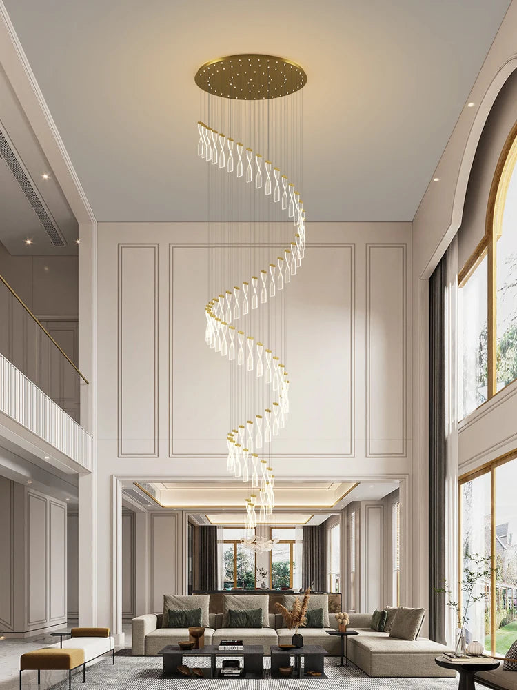 Modern long spiral design lamp for indoor hotel and hall - vue 3 sur 10