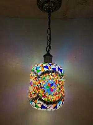 Retro vintage bohemian style Turkish mosaic LED pendant light - vue 11 sur 14