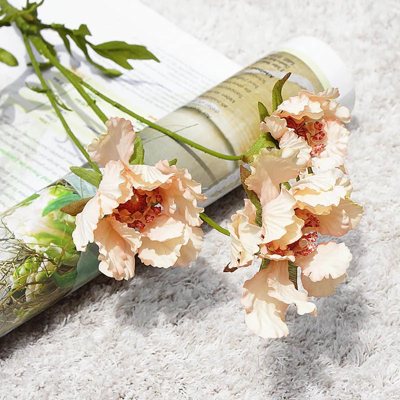 Artificial flower branch heads for garden decoration