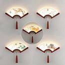 Decorative retro Asian design LED wooden fan wall light