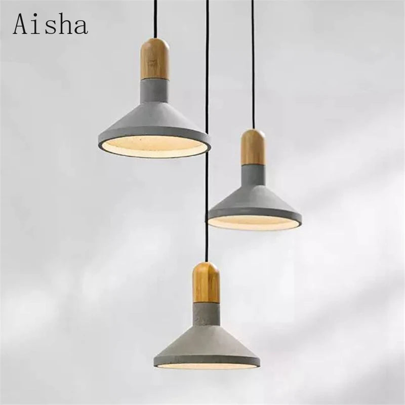 Industrial concrete pendant light for café and restaurant