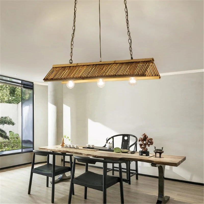 Vintage bamboo chandelier for café, bar and restaurant