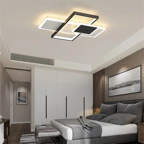 Modern square frame ceiling light with LED - vue 5 sur 12