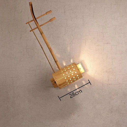Retro woven bamboo wall light japanese style - vue 9 sur 10