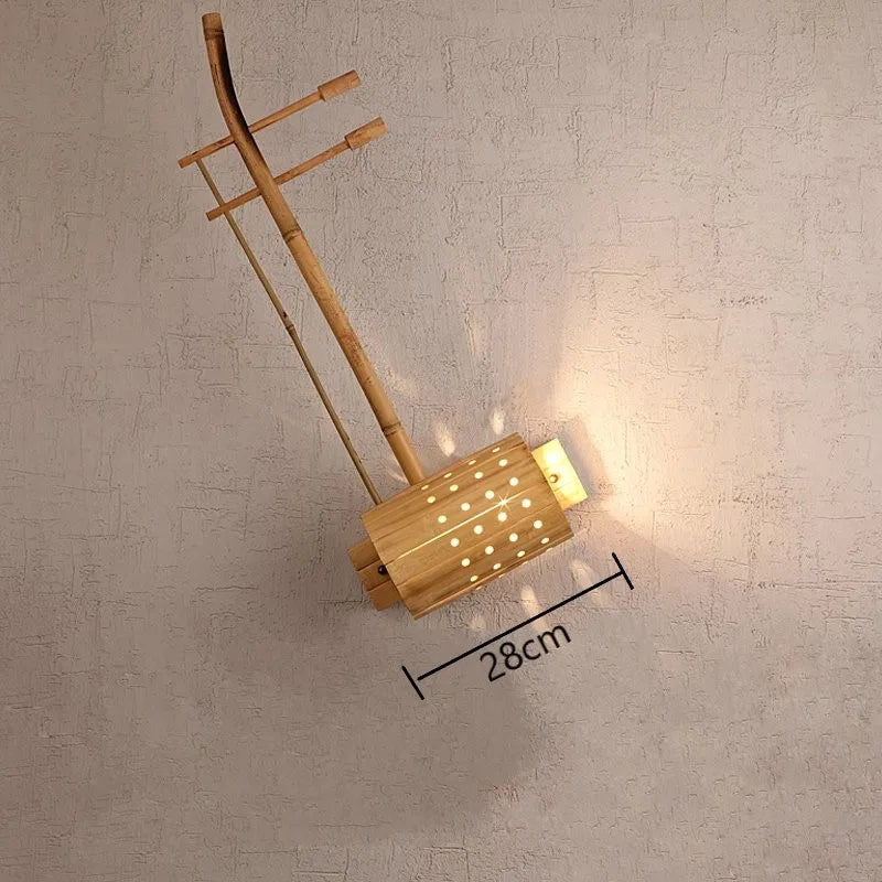 Retro woven bamboo wall light japanese style - vue 8 sur 10
