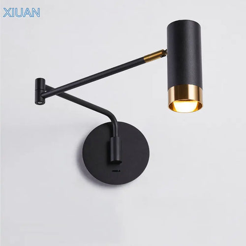 Extendable wall lamp with switch for reading and adjustable arms - vue 6 sur 8