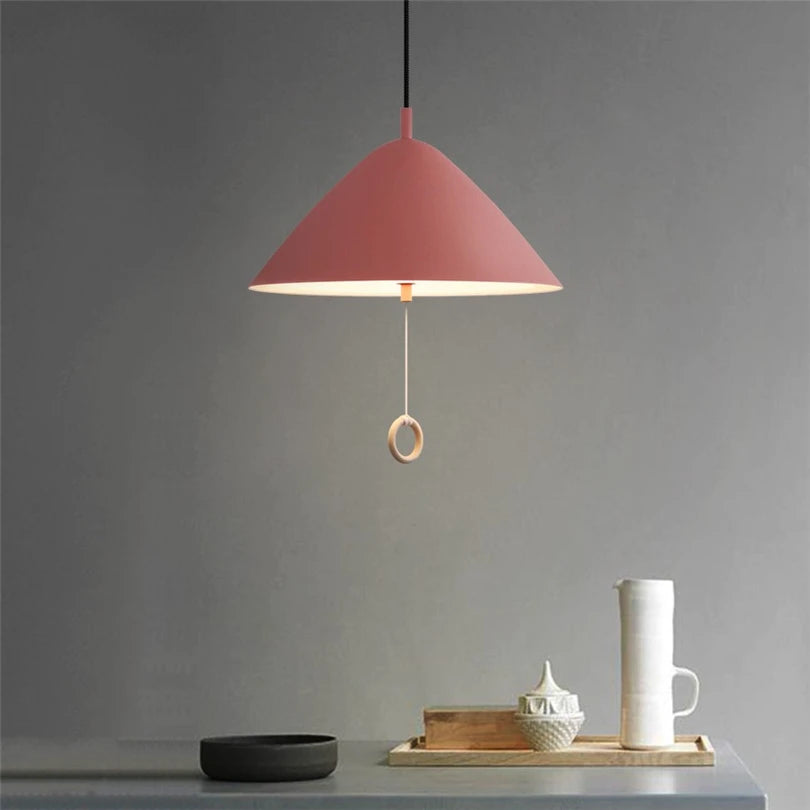 Simple macaron designer pendant light with pull switch