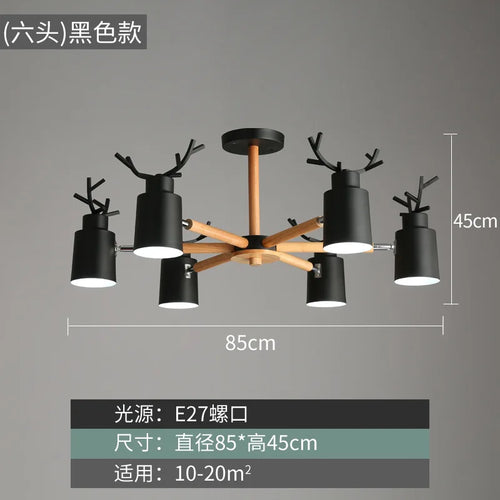 Nordic wood ceiling light with simple and creative design - vue 9 sur 16