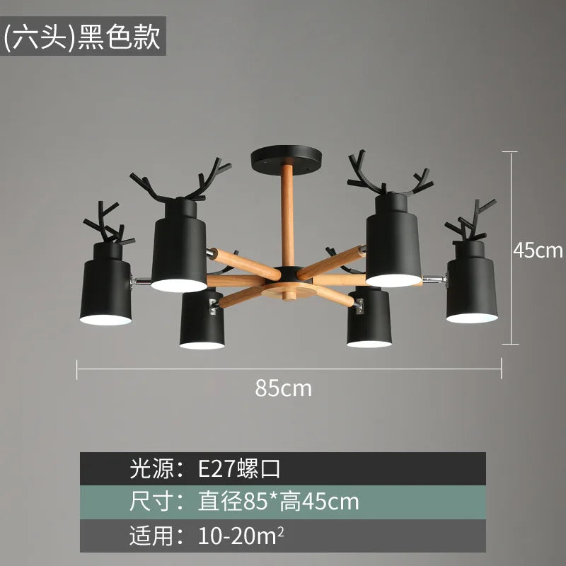 Nordic wood ceiling light with simple and creative design - vue 8 sur 16