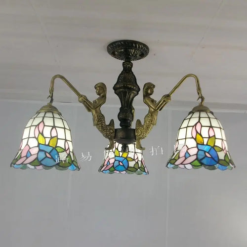 Mediterranean Tiffany mermaid chandelier for creative interiors - vue 9 sur 17