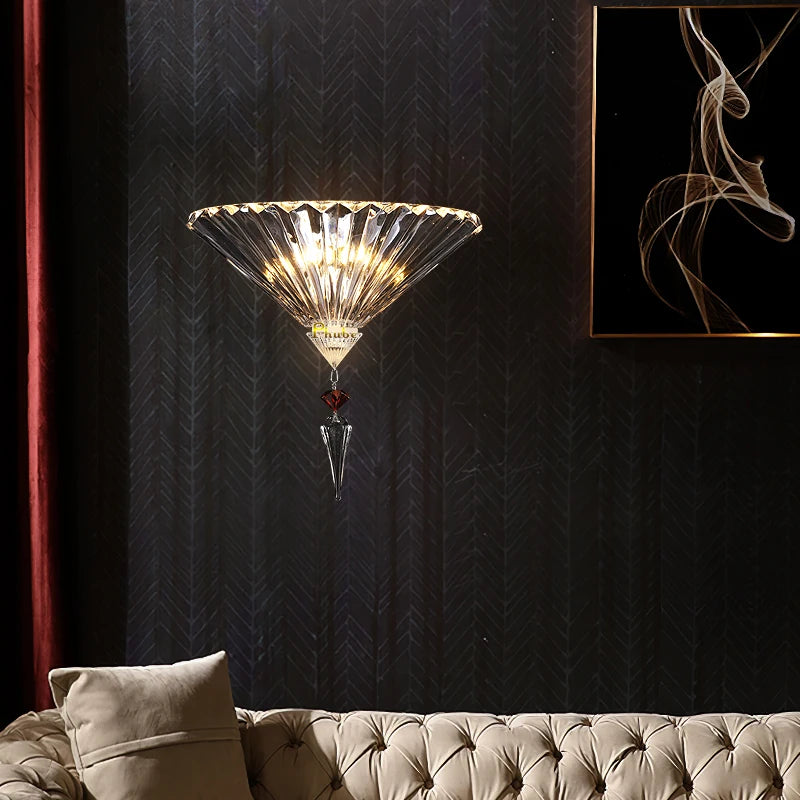 Modern crystal wall light with mirror - vue 4 sur 6