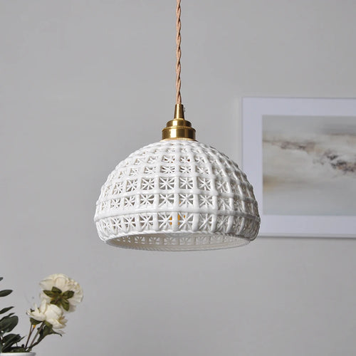 Modern ceramic LED pendant light for home decoration - vue 4 sur 7
