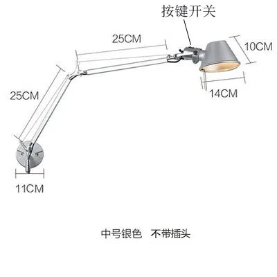 Modern LED wall light with foldable adjustable long arm for reading - vue 16 sur 16