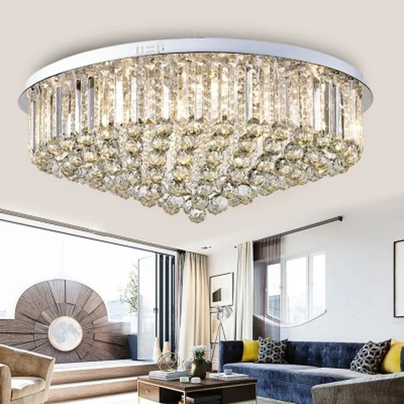 Modern minimalist flush mount K9 crystal chandelier