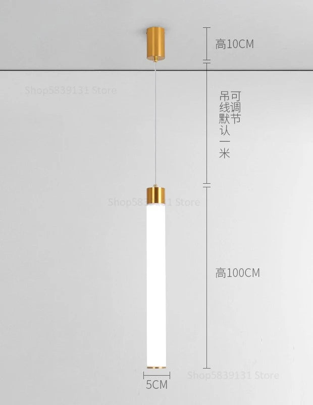 Nordic minimalist long tube acrylic LED pendant light