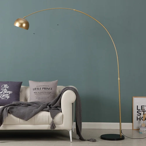 Nordic LED floor lamp with simple iron design and marble base