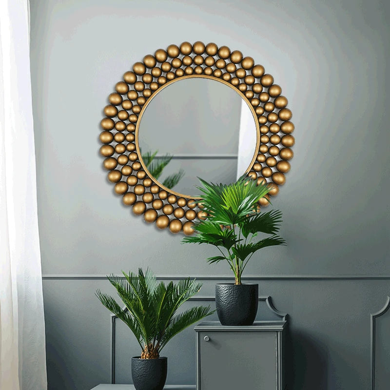 round decorative iron mirror for elegant interior