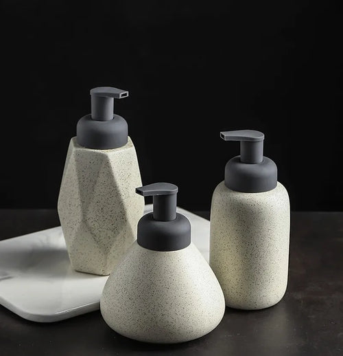 ceramic soap dispenser pressing foam for bathroom - vue 6 sur 18