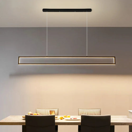 Modern rectangular LED pendant light for indoor use - vue 4 sur 14